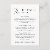 Gegevens over het legante minimalistische weddensc informatiekaartje (Voorkant)