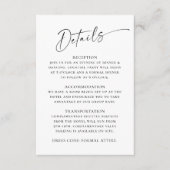 Gegevens over het legante minimalistische weddensc informatiekaartje (Voorkant)