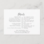 Gegevens over het legante minimalistische weddensc informatiekaartje (Voorkant)