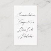 Gegevens over het legante minimalistische weddensc informatiekaartje (Achterkant)