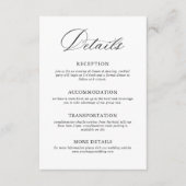 Gegevens over het legante minimalistische weddensc informatiekaartje (Voorkant)
