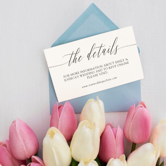 Gegevens over het legante minimalistische weddensc informatiekaartje