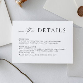 Gegevens over het legante minimalistische weddensc informatiekaartje