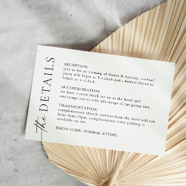 Gegevens over het legante minimalistische weddensc informatiekaartje