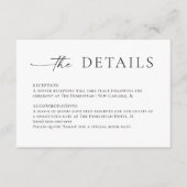 Gegevens over het legante minimalistische weddensc informatiekaartje (Voorkant)