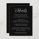 Gegevens over het minimale zwarte witbruiloft informatiekaartje (Voorkant / Achterkant)