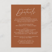 Gegevens over het moderne script Terracotta Weddin Informatiekaartje (Voorkant)