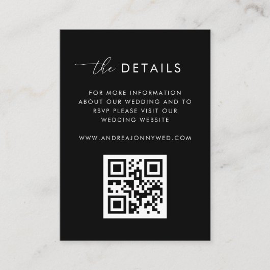 Gegevens over het moderne script zwarte Qr-code br Informatiekaartje (Voorkant)