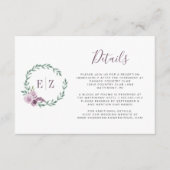 Gegevens over het Monogram Paarse Floral Wreath We Informatiekaartje (Voorkant)