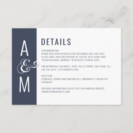 Gegevens over het monogram Typografie Minimalistis Informatiekaartje (Voorkant)