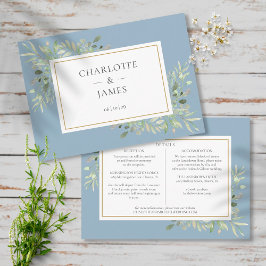 Gegevens over het mosterdblauwe groene huwelijk informatiekaartje