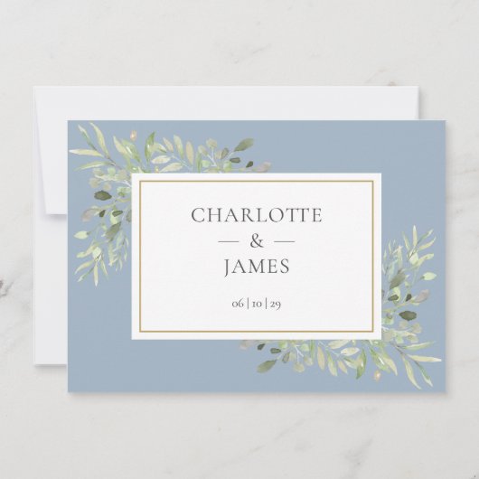 Gegevens over het mosterdblauwe groene huwelijk kaart (Achterkant)