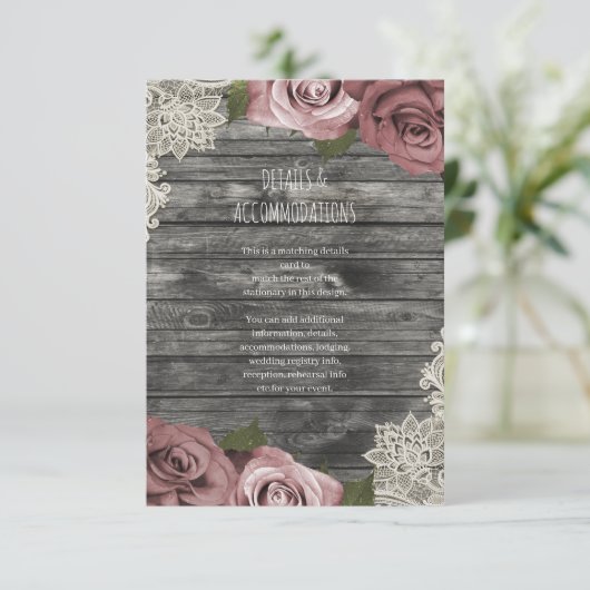 Gegevens over het mosterdroze rozen grijze huwelij informatiekaartje (Staand voorkant)