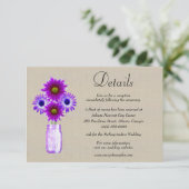 Gegevens over het Paarse huwelijk van Burlap Mason Informatiekaartje (Staand voorkant)