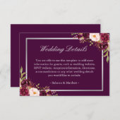 Gegevens over het Paarse paardenhuwelijk in Plum F Informatiekaartje (Voorkant / Achterkant)