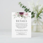 Gegevens over het Roos Floral Wedding roze en roze Informatiekaartje (Staand voorkant)