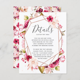 Gegevens over het roze bruingeburgerde Geometric T Kaart