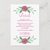 Gegevens over het roze Floral Greenery Foliage Wed Informatiekaartje (Voorkant)