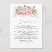 Gegevens over het roze Floral Pampas Grass Wedding Informatiekaartje (Voorkant)
