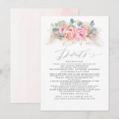 Gegevens over het roze Floral Pampas Grass Wedding Informatiekaartje (Voorkant / Achterkant)
