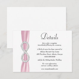 Gegevens over het roze ribbon Diamond Infinity Wed Informatiekaartje