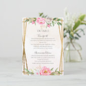 Gegevens over het roze Waterverf Floral Geometric Informatiekaartje (Staand voorkant)