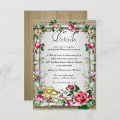 Gegevens over het Rustic Rustic Roses Wedding Informatiekaartje (Voorkant / Achterkant)