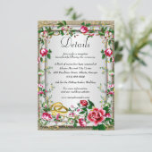 Gegevens over het Rustic Rustic Roses Wedding Informatiekaartje (Staand voorkant)