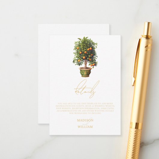 Gegevens over het Sinaasappel van de Elegant Summe Informatiekaartje (Voorkant / Achterkant in situ)