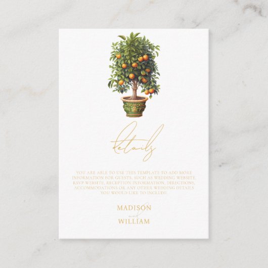 Gegevens over het Sinaasappel van de Elegant Summe Informatiekaartje (Voorkant)