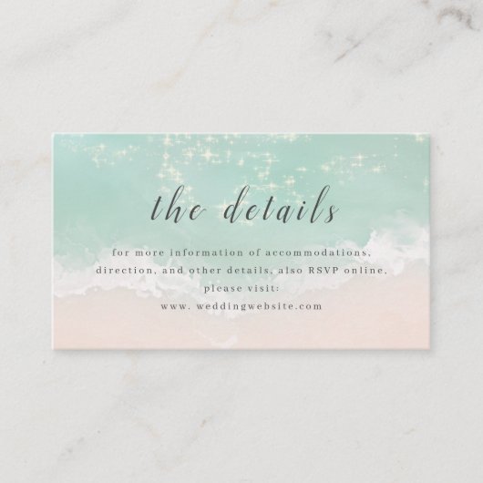 Gegevens over het strand op mousserende oceaan plaatskaartje (Voorkant)