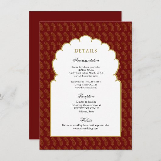 Gegevens over het traditionele Indiase huwelijk Informatiekaartje (Voorkant / Achterkant)