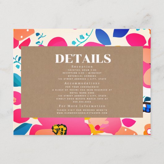 Gegevens over het verzamelen van bekabelde bruilof informatiekaartje (Voorkant)