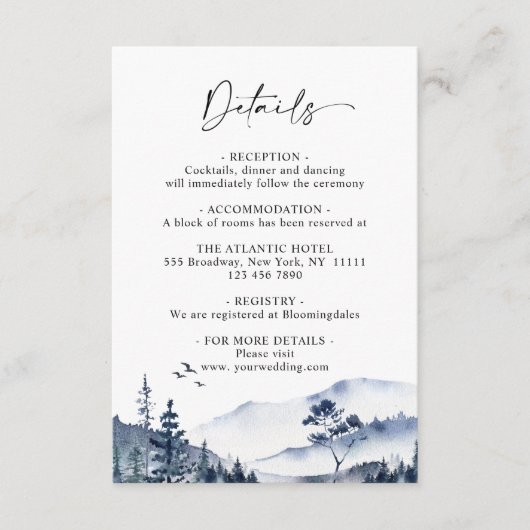 Gegevens over het Waterverf-bos van Elegant Informatiekaartje (Voorkant)