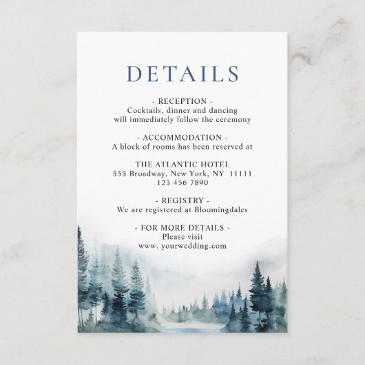 Gegevens over het Waterverf-bos van Elegant Informatiekaartje (Voorkant)