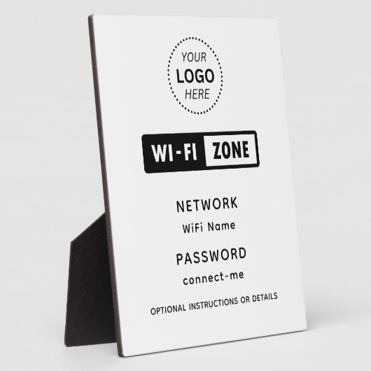 Gegevens over het WiFi-netwerk en het wachtwoord v Fotoplaat (Zijkant)