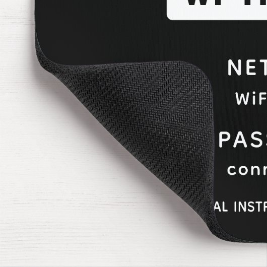 Gegevens over het WiFi-netwerk en het wachtwoord v Muismat (Hoek)