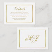 Gegevens over het witbruiloft in Elegant Gold Scri Informatiekaartje (Voorkant / Achterkant)
