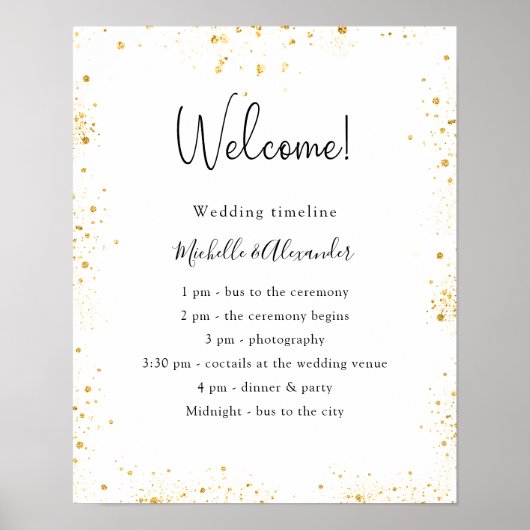 Gegevens over het witgoudglitter-trouwprogramma poster (Voorkant)