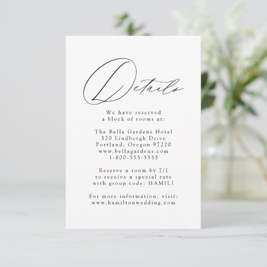 Gegevens over het witte en zwarte moderne huwelijk informatiekaartje (Staand voorkant)