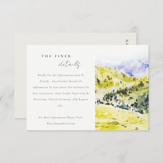 Gegevens over het Yellow Green Countryside Hills W Informatiekaartje (Voorkant / Achterkant)