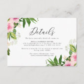 Gegevens over het zachte roze huwelijk informatiekaartje (Voorkant)