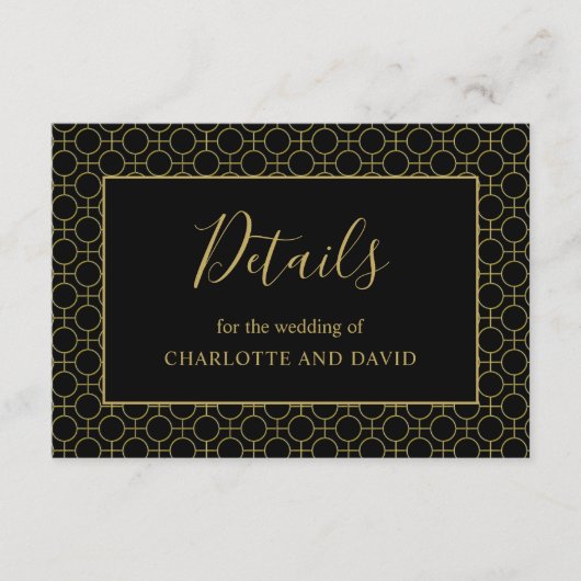 Gegevens over het zwarte en goudhuwelijk informatiekaartje (Voorkant)