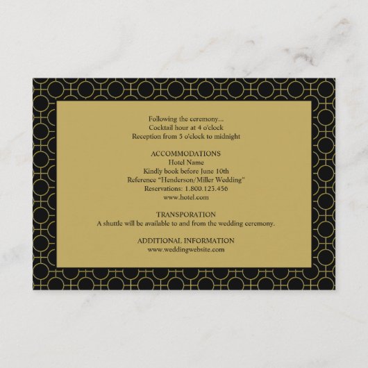 Gegevens over het zwarte en goudhuwelijk informatiekaartje (Achterkant)