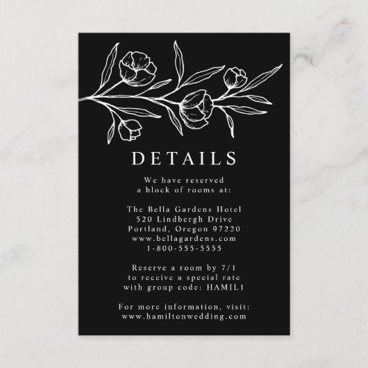 Gegevens over het zwarte en witte gevlochten huwel informatiekaartje (Voorkant)