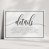 Gegevens over het zwarte en witte kalligrafiescrip informatiekaartje