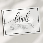 Gegevens over het zwarte en witte kalligrafiescrip informatiekaartje