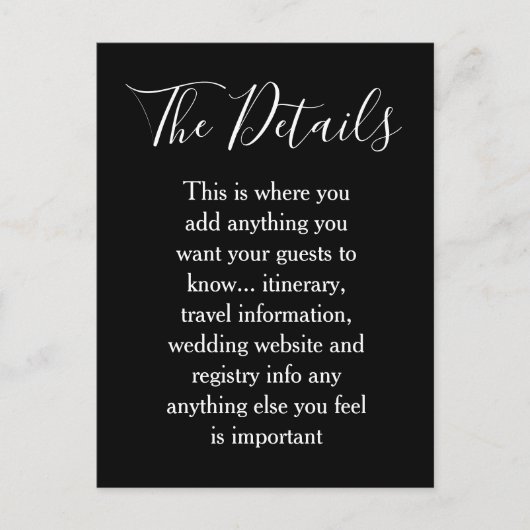 Gegevens over het zwarte en witte minimalistische briefkaart (Voorkant)