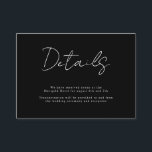 Gegevens over het zwarte en witte moderne handgesc informatiekaartje<br><div class="desc">Zwarte en Witte Moderne handgeschreven Kaart met details over bruiloft</div>