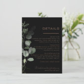 Gegevens over het zwarte formele minimale eucalypt informatiekaartje (Staand voorkant)